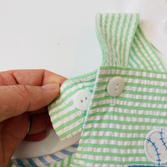 NWT Florence Eiseman 9M Seersucker Shortall With Baseball Bat & Glove - Picture 4 of 7